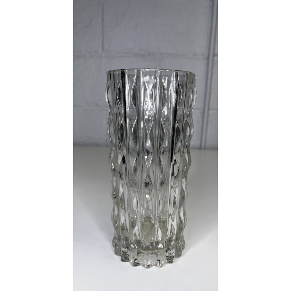Vintage Fidenza Vetraria Italy Glass Vase MCM‎ Wavy Pressed Scallop 9" Modernist